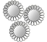 DRW - Set di 3 applique da parete rotonde con specchi in melamina in argento, 25 cm