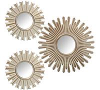 DRW - Set di 3 applique da parete rotonde con specchi in melamina in bianco antico 35 cm-1 25 cm-2 pz