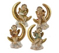 DRW Set di 4 angeli sopra la luna con strumenti alti 14 cm