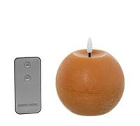 DRW Set di 4 candele a sfera di cera e LED con telecomando, colore caramello, 10 x 10 x 8,5 cm