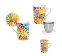 DRW Set di 4 Mugs Tazze da Infusion con Filtro in Metallo di Toro Design Gaudi Tazza 10 x 7 x 10 cm