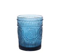 DRW Set di 6 bicchieri bassi da 300 ml di vetro in blu 8 x 10 cm