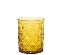 DRW Set di 6 bicchieri bassi di vetro da 300 ml in senape 8 x 10 cm