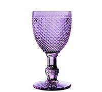 DRW Set di 6 tazze di vetro con decorazione diamante in viola 8,5 x 8,5 x 16,5 cm