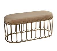 DRW Sgabello di Metallo e Velluto in Oro e Beige 100x40x47 cm, Vari, Grande