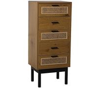 DRW Sinfonier con 5 cassetti in Legno MDF, Vimini e Metallo in Naturale e Nero 40 x 30 x 93 cm, Multicolore, estandar