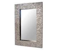 DRW Specchio da parete argento con fiori intagliati 75x95