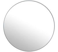 DRW Specchio da parete rotondo in metallo e posteriore legno MDF bianco 100 x 1,5 cm, INT 98,5 cm