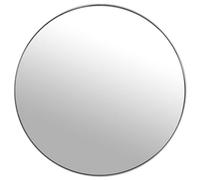 DRW Specchio da parete rotondo in metallo e posteriore legno MDF in argento 100 x 1,5 cm, INT 98,5 cm