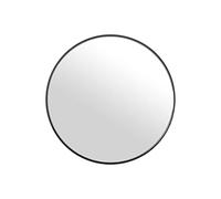 DRW Specchio da parete rotondo in metallo e posteriore legno MDF nero 60 x 1,5 cm, INT 59 cm