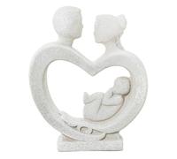 DRW Statuetta di una famiglia in cuore in ceramica grigio sabbia 32 x 26 x 21 cm