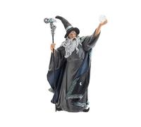 DRW Statuetta di uno stregone con palla e bastone in resina dipinta a mano da 21 cm