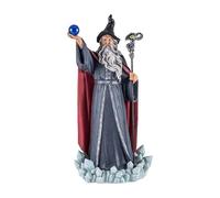 DRW Statuetta di uno stregone con palla e bastone in resina dipinta a mano da 23 cm