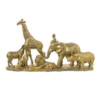 DRW Statuetta in resina con animali selvatici con bambino in oro 52x14x29cm