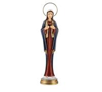 DRW Statuetta Sacro Cuore di Maria Allungata Resina Dipinta a Mano con Corona di Metallo 30 cm