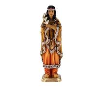 DRW Statuetta Santa Caterina TEKAKWITHA Resina dipinta a mano 30 cm