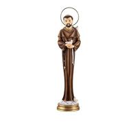 DRW Statuina San Francisco de Asis Allungata Resina dipinta a mano con Corona di Metallo 30 cm