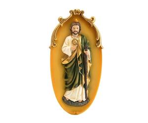 DRW Targa da Appendere San Giuda Tadeo in Resina Dipinta a Mano 9x2x19 cm, Multicolore