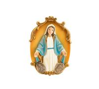 DRW Targa della vergine miracolosa da appendere in resina dipinta a mano 8 x 12 cm