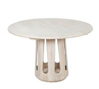 DRW Tavolo da Pranzo Rotondo in Legno Bianco 79x120x120 cm