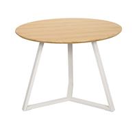 DRW Tavolo da pranzo rotondo in legno naturale e metallo in naturale e bianco 100 x 75 x 3 cm