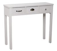 DRW Tavolo d'ingresso con 3 cassetti in legno bianco 90 x 30 x 78 cm