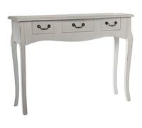 DRW Tavolo d'ingresso con 3 cassetti in Legno Bianco Invecchiato 105x33x80cm