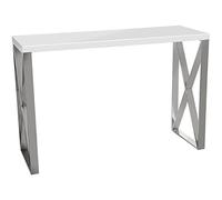 DRW Tavolo d'ingresso in legno MDF e metallo in bianco e grigio 120 x 40 x 80 cm