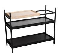 DRW Tavolo d'ingresso in metallo e legno MDF in nero e naturale 100 x 40 x 81 cm, altezza gambe 10 cm