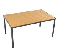 DRW Tavolo rettangolare in alluminio e piano in polietilene in antracite e marrone chiaro 150 x 90 x 74 cm