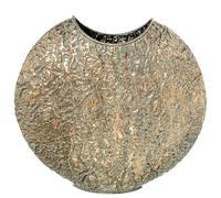 DRW Vaso da pavimento con forma rotonda in metallo dorato 42 x 45 x 15 cm
