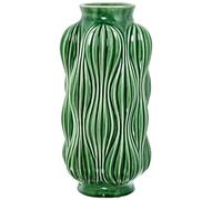 DRW Vaso da Pavimento con Forme a Righe in Ceramica Verde Lucido 38x20x20 cm