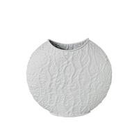 DRW Vaso da tavolo con forma rotonda in metallo bianco 30x32x12 cm