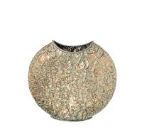 DRW Vaso da tavolo con forma rotonda in metallo dorato 30x32x12 cm