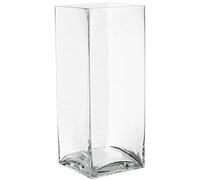 DRW Vaso da tavolo in vetro trasparente 12 x 12 x 30 cm