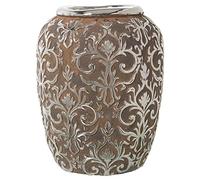 DRW Vaso rotondo da pavimento in ceramica in argento invecchiato 30 x 39 cm