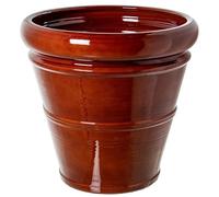 DRW Vaso rotondo in ceramica in marrone lucido, 50 x 50 x 50 cm