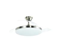 DRW Ventilatore da soffitto con 3 pale retrattili in metallo e acrilico con luce in Nexus Pelle 53x106x106 cm
