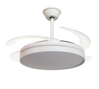 DRW Ventilatore da soffitto con Luce e 3 Pale retrattili in Metallo e Acrilico Bianco e Zenith 53x106x106 cm, Multicolore, Medidas: 106x106x53 cm