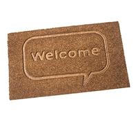 DRW Zerbino Rettangolare in Fibra di Cocco con Logo Welcome in Naturale, 40 x 75 cm, Multicolore, estandar