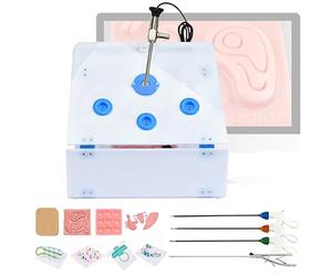 DRXRD Kit di Formazione Laparoscopica Trainer Simulator Box con Endoscopio + 4 Strumenti Chirurgici di Simulazione + 10 Moduli di Addestramento per Computer Telefono Tavoletta 30°