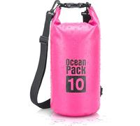 Dry Bag, Borsa Sacca Zaino Impermeabile Waterproof, chiusura a rotolo e tracolla, custodia impermeabile per cellulare e marsupio per Mare Barca Pesca Rafting Spiaggia Sport Acquatici (Pink, 10l)