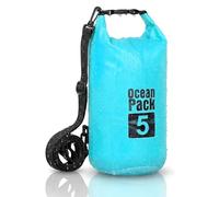 Dry Bag, Borsa Sacca Zaino Impermeabile Waterproof, chiusura a rotolo e tracolla, custodia impermeabile per cellulare e marsupio per Mare Barca Pesca Rafting Spiaggia Sport Acquatici (Light Blue, 5l)