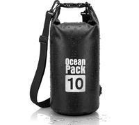 Dry Bag, Borsa Sacca Zaino Impermeabile Waterproof, chiusura a rotolo e tracolla, custodia per cellulare e marsupio per Mare Barca Pesca Rafting Spiaggia Sport Acquatici (Black, 10l)