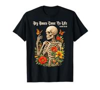 Dry Bones Come To Life Scheletro Floreale Gotico Estetica Maglietta