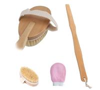 Dry Brushing, Spazzola Dry Brushing Corpo, Spazzola a Secco, Esfolia la Pelle e Rendila Più Liscia (Spazzola con manico + guanto esfoliante)
