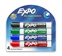 Dry-erase Markers,Chisel Point,Nontoxic,4/PK,Assorted, Sold as 1 Set