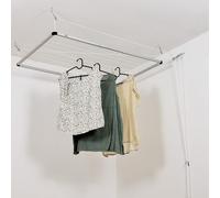 DRY-SMART Flex UP - Stendibiancheria da soffitto allungabile, per bagno, balcone, interni ed esterni, salvaspazio, fissaggio a soffitto 100-160 cm (Basic)