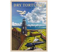 Dry Tortugas National Park - Fort Jefferson Lighthouse, poster da viaggio vintage - Puzzle da 1000 pezzi per adulti