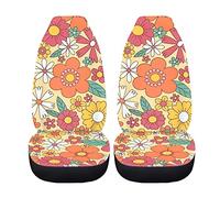 Drydeepin Groovy - Coprisedili per auto, motivo floreale hippie anni '70 e '80, confezione da 2 pezzi, universali, adatti alla maggior parte dei camion, SUV, furgoni, berline, accessori interni per